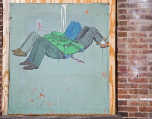 creepstank Pencil, marker, acrylic on found wood, 2008